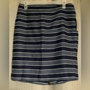 NWT LOFT Petite striped navy blue slate blue skirt SZ 8P
